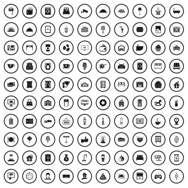 100 otel Icons set, basit tarzı 