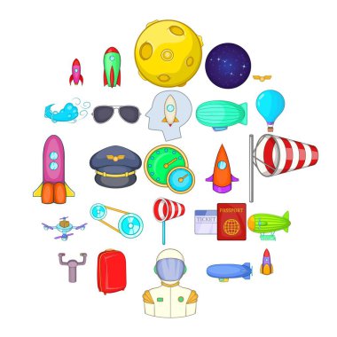 Uygun rüzgar Icons set, karikatür tarzı