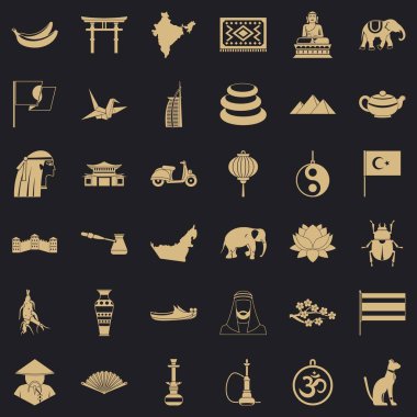 Asya gezisi Icons set, basit tarzı