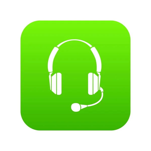 Headphones ícone vetor verde — Vetor de Stock