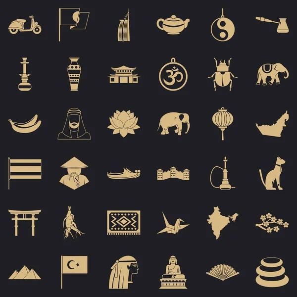 Conjunto de iconos de Asia, estilo simple — Vector de stock