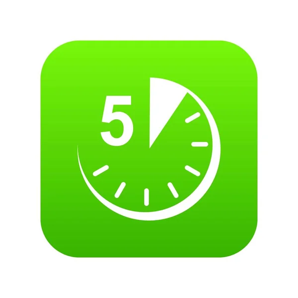 5 minutos icono verde vector — Vector de stock