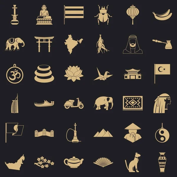 Conjunto de iconos asiáticos, estilo simple — Vector de stock