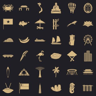 Asya ülkesi Icons set, basit tarzı