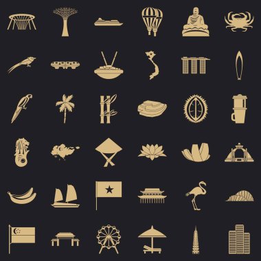 Asya Simgesel Yapı Icons set, basit tarzı