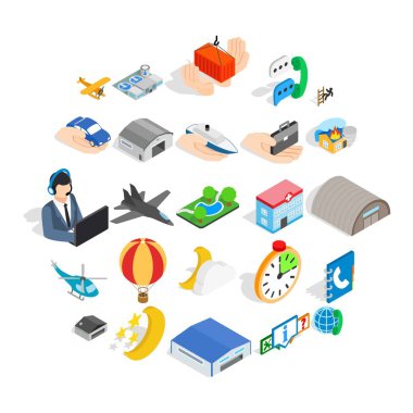 Bildirim Merkezi Icons set, izometrik stili