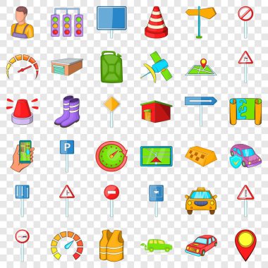 Icons set Otopark, karikatür tarzı