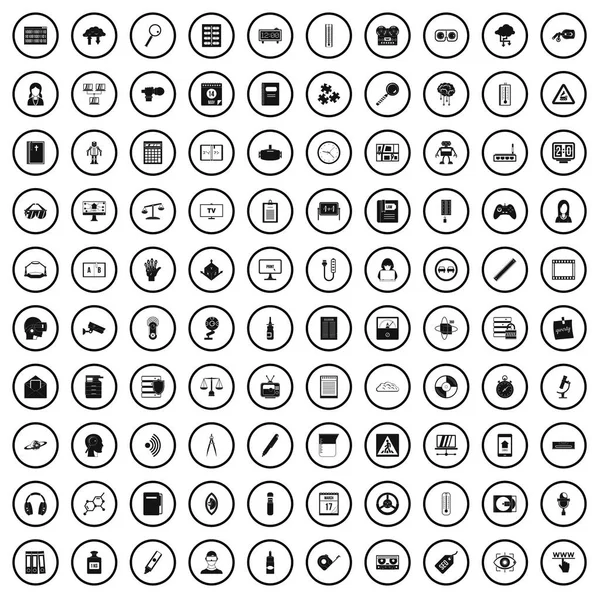 100 information ikoner set, enkel stil — Stock vektor