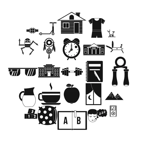 Conjunto de iconos de reloj despertador, estilo simple — Vector de stock