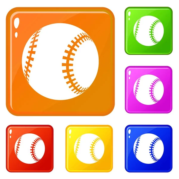 Baseball icons set vector color — Stock Vector