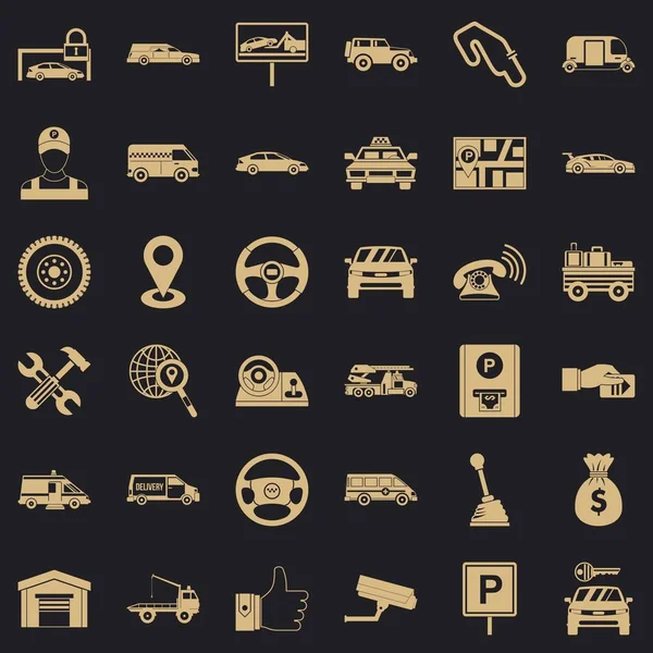 Auto iconen set, eenvoudige stijl — Stockvector