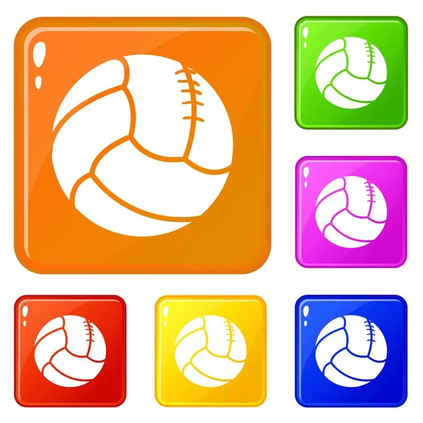 Los iconos de voleibol retro establecen el color del vector — Vector de stock