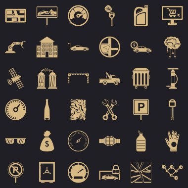 Onarım otomatik Icons set, basit tarzı