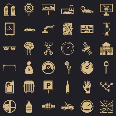 Makinist araba Icons set, basit tarzı