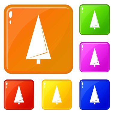 Origami köknar ağacı simgeler vektör renk ayarla