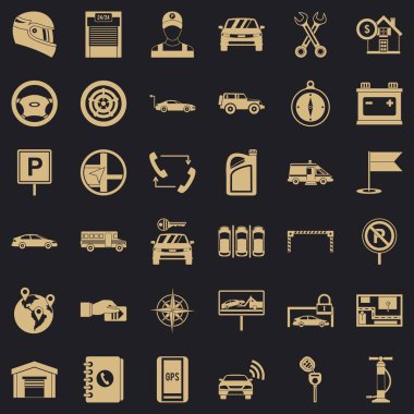 Mekanik otomatik Icons set, basit tarzı