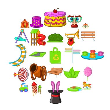 Park Icons set, karikatür tarzı