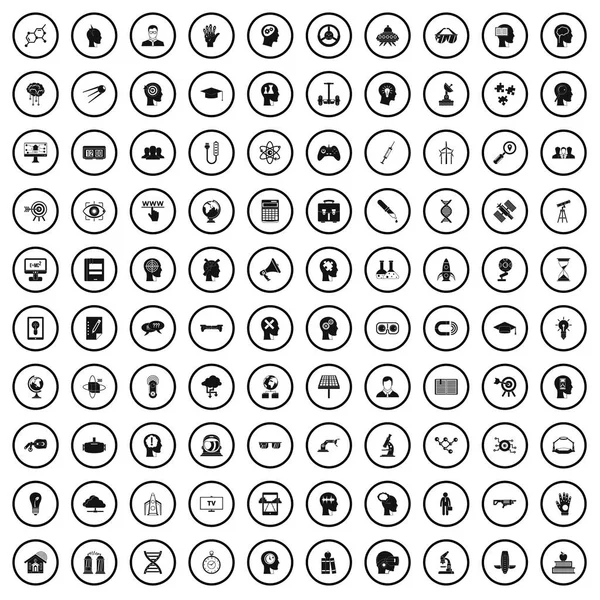 100 изобретений мозговой штурм иконки набор, простой стиль — стоковый вектор