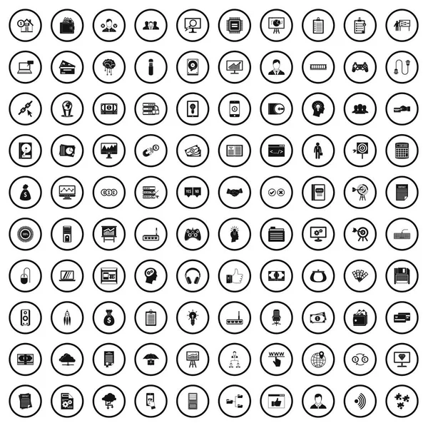 100 conjunto de iconos de negocio de TI, estilo simple — Vector de stock