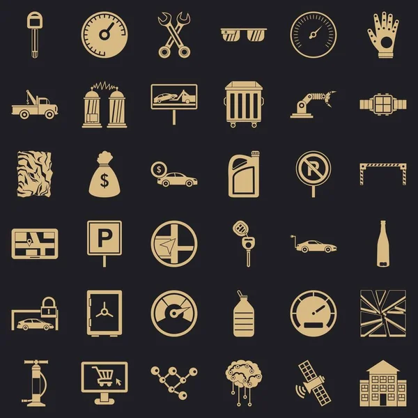 Tamir araba Icons set, basit tarzı