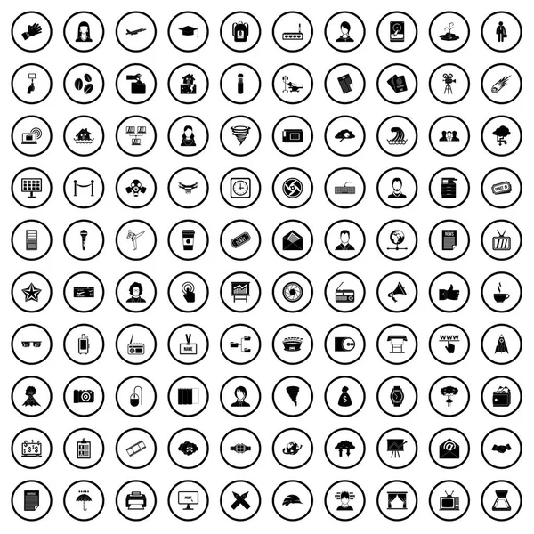 Ensemble de 100 icônes de journaliste, style simple — Image vectorielle