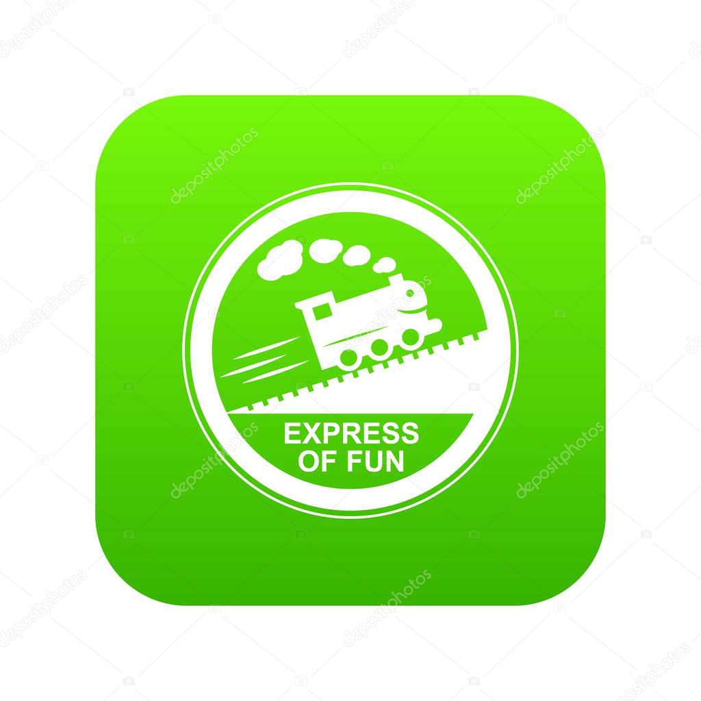 Train journey sign icon green vector