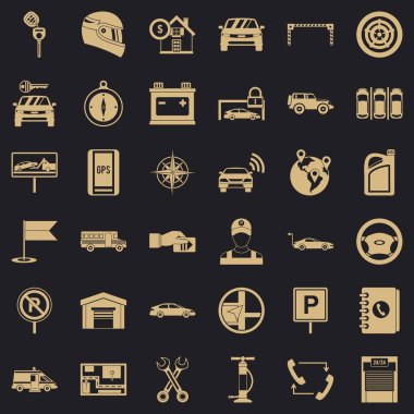 Otomatik garaj Icons set, basit tarzı