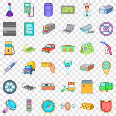 Mekanik otomatik Icons set, karikatür tarzı