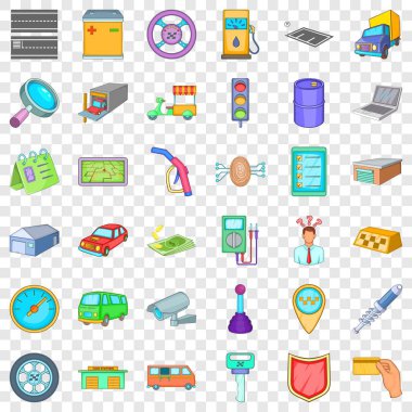 Otomatik Icons set otopark, karikatür tarzı