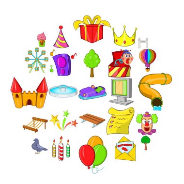 Eğlence Parkı simgeler ayarla, tarzı çizgi film