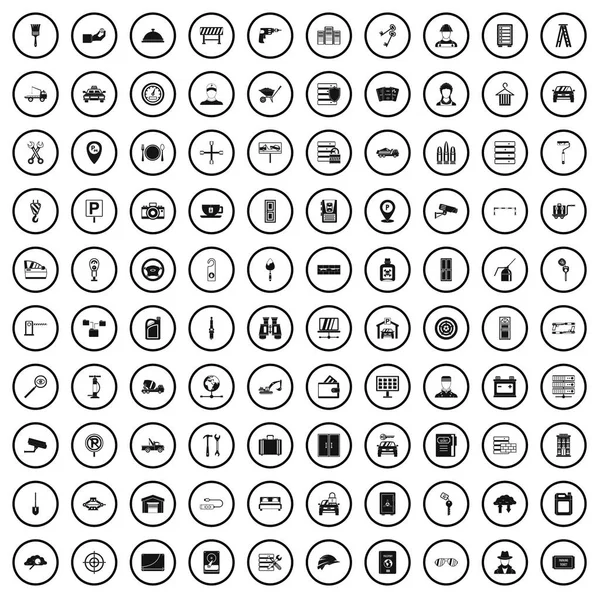 Ensemble d'icônes à 100 touches, style simple — Image vectorielle