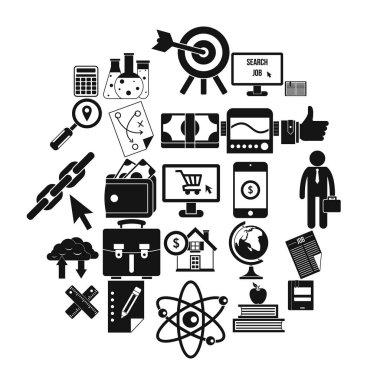 Bilim Icons set. Basit beyaz arka plan üzerinde izole web için 25 bilim simge kümesi