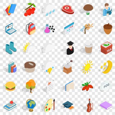 Sonbahar Icons set, izometrik stili