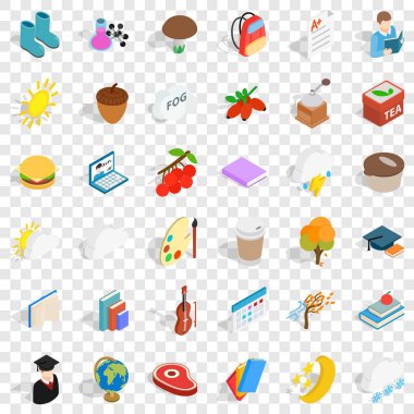 Soğuk sezon Icons set, izometrik stili