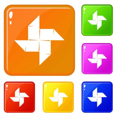 Origami shuriken simgeler vektör renk ayarla