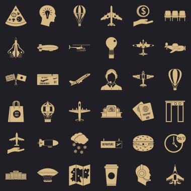 Uçak Icons set, basit tarzı