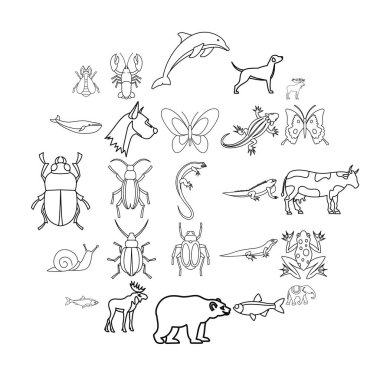 Artiodactyls Icons set, anahat stili