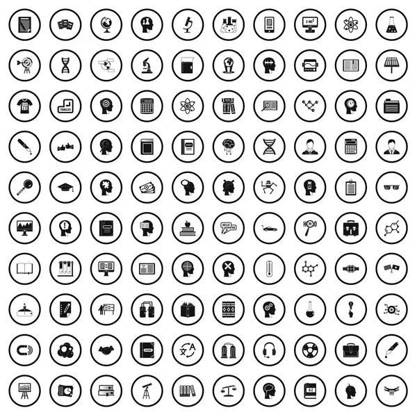 100 kennis iconen set, eenvoudige stijl — Stockvector