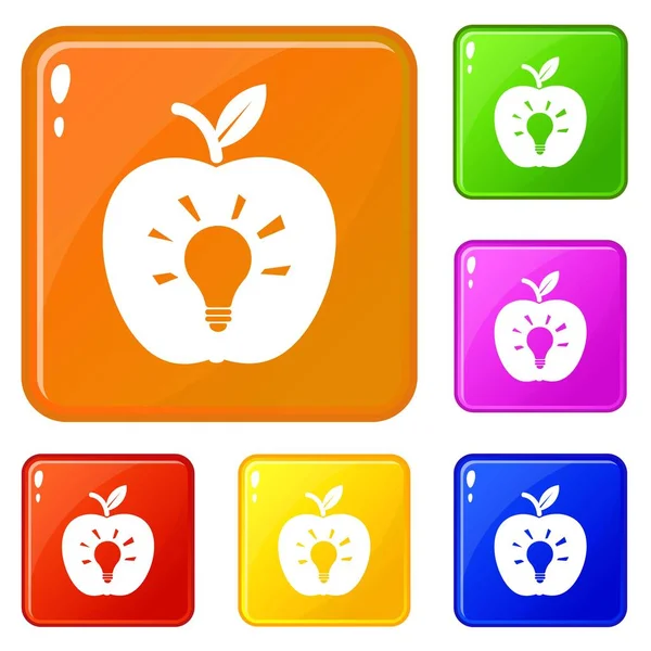 Birne Apfel Symbole setzen Vektorfarbe — Stockvektor