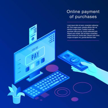 Online ödeme kavramı arka plan, izometrik stili