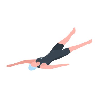 Kadın yüzücü simgesi, izometrik tarzı geri