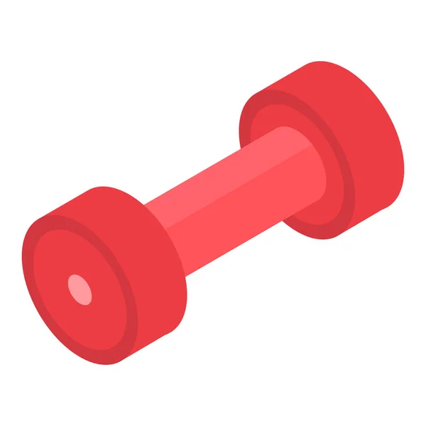 Red dumbbell icon, isometric style — Stock Vector