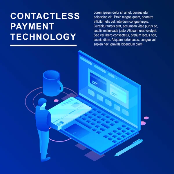 Temassız ödeme teknoloji kavramı arka plan, izometrik stili