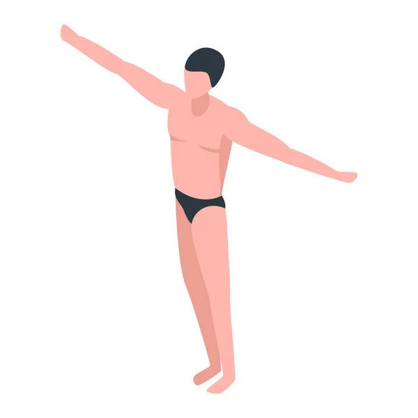 Nadador pronto para saltar ícone, estilo isométrico — Vetor de Stock