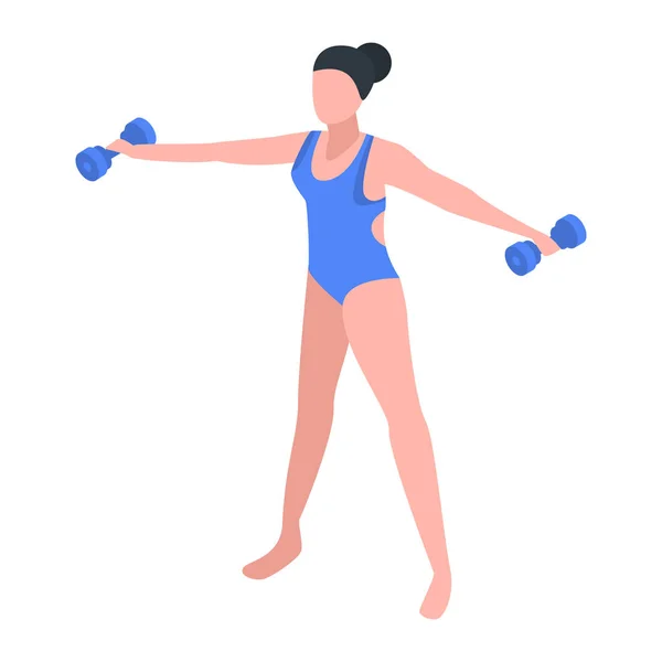 Aqua kadın fitness simgesi, izometrik stili — Stok Vektör