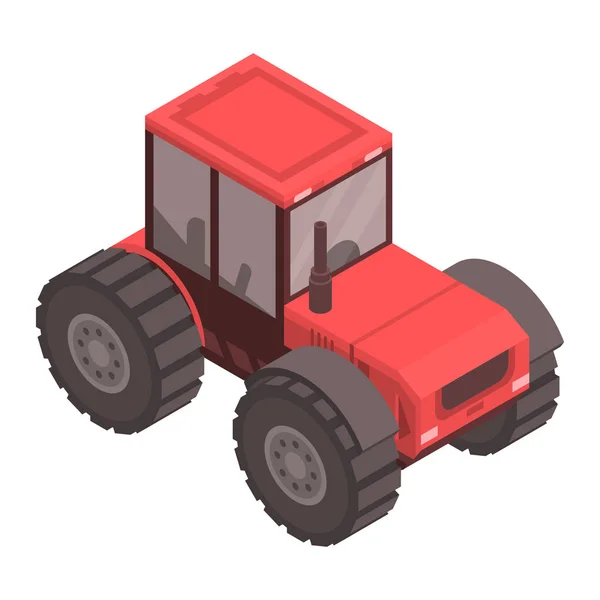 Red tractor icon, isometric style — Stock Vector