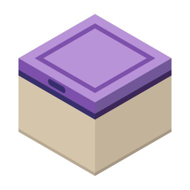 Plastik kare kutu simgesi, izometrik stili