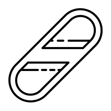 Ahşap kaykay güverte simgesi, anahat stili