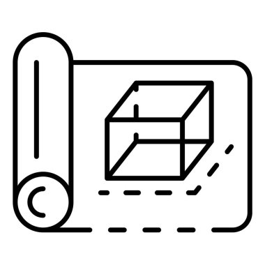 3D modeli kağıt simgesi, anahat stili