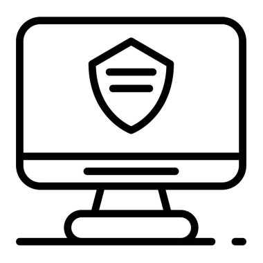 Polis bilgisayar monitör simgesini, anahat stili